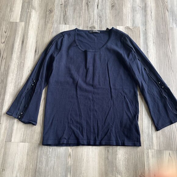 Vintage Esprit Long Sleeved Blue Viscose Top With Button Sleeve Detail Small - Picture 1 of 12